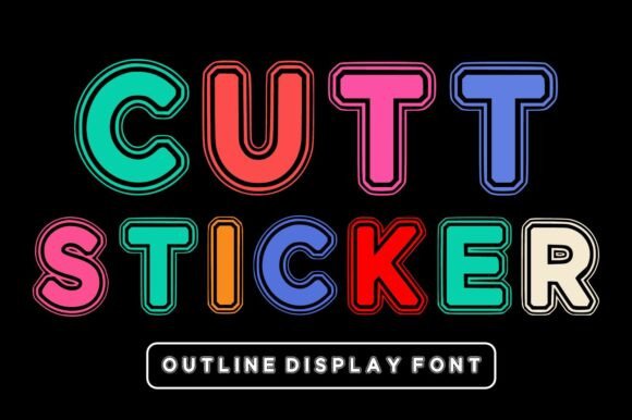Cutt Sticker: Elevating Playful Design with Bold Outline Typography